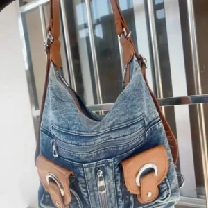 2025 High Street Pockets Purses and Handbags Vintage Women Tote Shoulder Top Handle Satchel Harajuku Punk Denim Y2k Hobo Bags