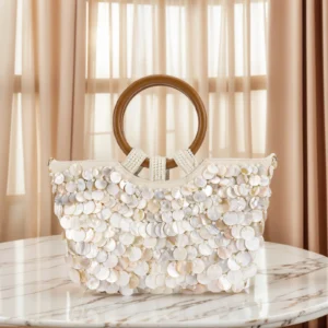 Elegant Beaded Shell Bag Crossbody Single Shoulder Bag Top Handle Purse Bohemian Handmade Handbag Luxury Designer Evening Bag