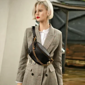 ITAMOOD Women Waist Bag for Phone Storage Fashion Luxury Designer Leather Crossbody Holiday Bag For Sports With Chain Strap