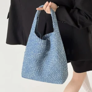 New Arrival Hot Sale Shoulder Bag For Women Fashion Denim PU Woven Bags Denim Basket Bags Daily Use Ladies Handbag Purses