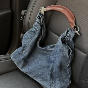 Fashionable high-end texture denim blue tote bag for women 2025 summer new item, niche casual commuting armpit bag, spicy girl s