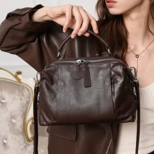 2025 Vintage soft leather Doctor Boston Pillow Handbags lady top-handle bag quality women's messenger shoulder crossbody bag
