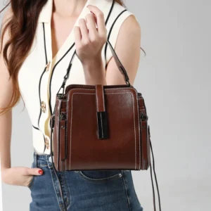2025 vintage geniune leather shoulder bag women's handbag fashion high quality top handle crossbody message purse