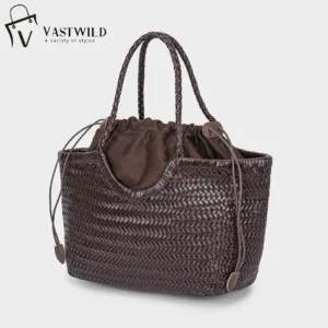 Handbags Women's Genuine Leather Shoulder Bag Weaving Casual Shopping Bag Vintage Big Tote Purse Cowhide Cross Hand Bags Lady