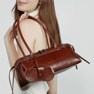 2025 New Genuine Leather Women's Shoulder Bag luxury Cowhide ladies handbag baguette bag female Commuter Shopping Underarm Bag