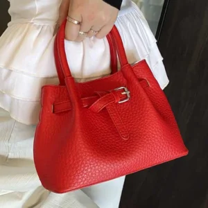 Fashion Red Bucket handbags Korean Casual Simple One Shoulder Bags Summer Female Temperament Versatile PU Crossbody Bag