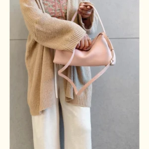 Sweet and Fluffy Shape Beige Pink Leisure Tote for Ladies 100% Genuine Cow Leather Women Shoulder Bag Quality Women Handbag