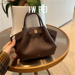 JW PEI 2025New Women's Canvas Brown Crossbody Shoulder Bag Mini Vegan Leather Tote Bag Handbag Dumpling Bag High Quality Leather