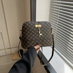 Flower Print Crossbody Bag For Women, PU Leather Purse, Versatile Small Shoulder Handbag